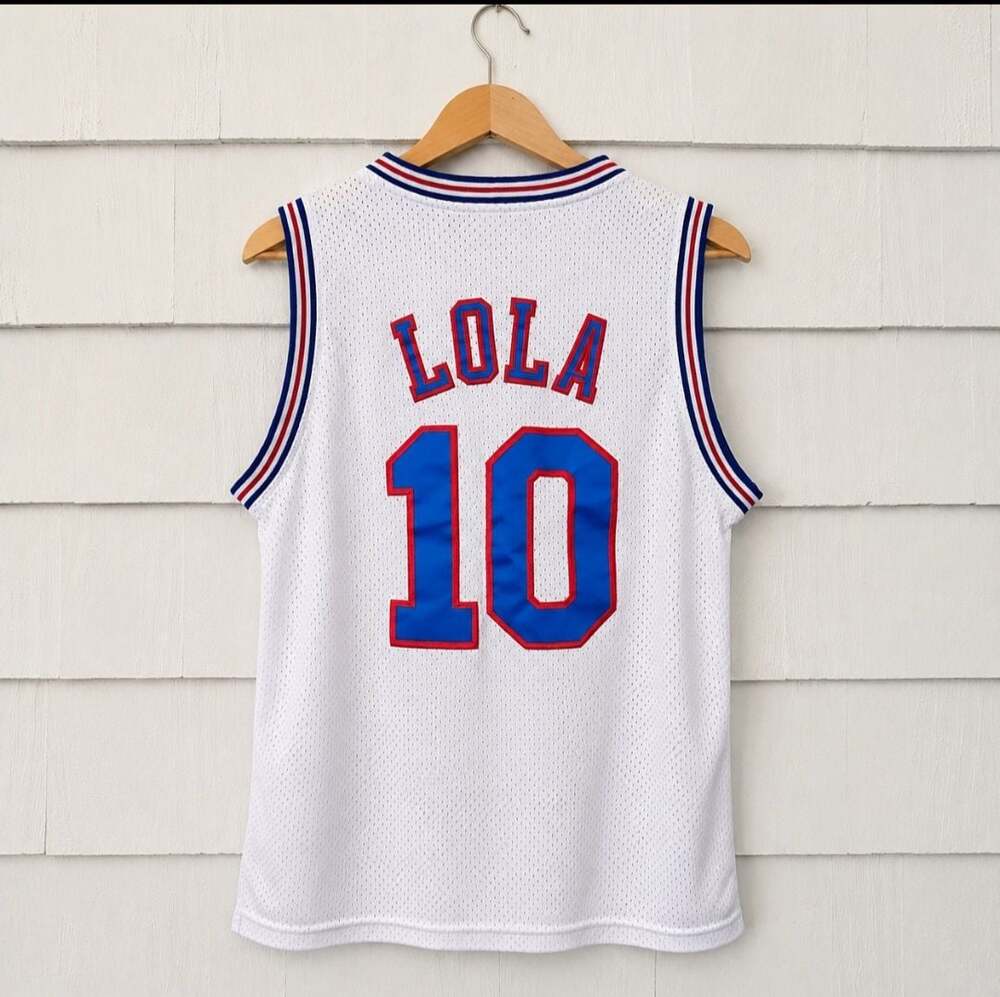 Space Jam Tune Squad Lola #10 Mesh Basketball Jersey White Size M Movie Jersey